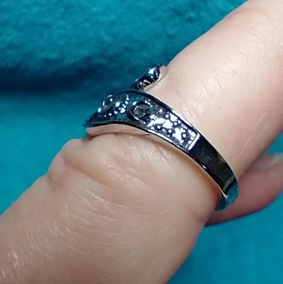 Silvertone sun moon aurora adjustable ring - Picture 4 of 6